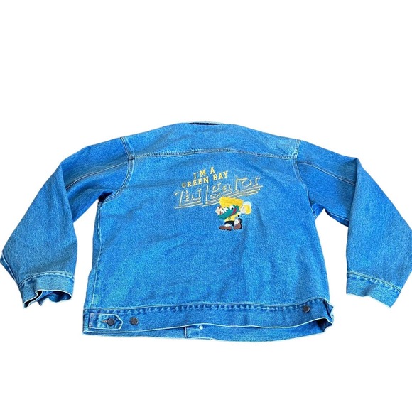 Mens Medium Denim Jacket Green Bay Packers Tailgator Embroidered LA Loving - Picture 8 of 12